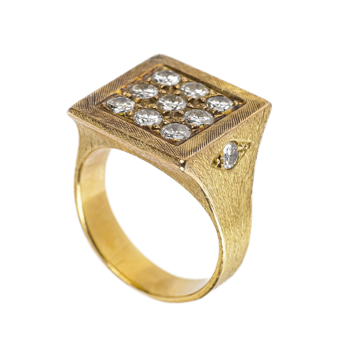18K Yellow Diamond Square Ring