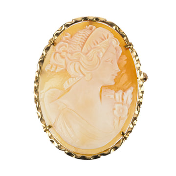 14K Yellow Gold Cameo Pin Pendant  44-34mm