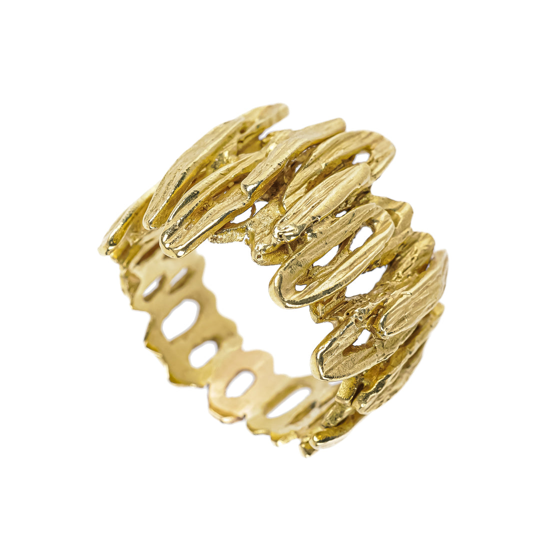 14K Yellow Gold Brutalist Band Ring
