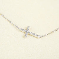 18K White Gold & Cubic Zirconia Horizontal Cross Pendant Necklace