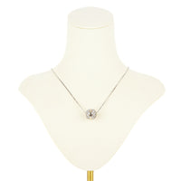 18K Rhodium Plated Yellow Gold w/Cubic Zirconia Sliding Ball Pendant Necklace