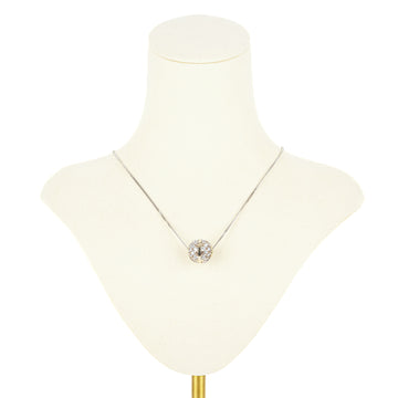 18K Rhodium Plated Yellow Gold w/Cubic Zirconia Sliding Ball Pendant Necklace