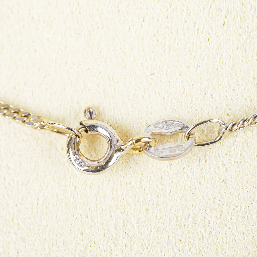 18K Rhodium Plated Yellow Gold w/Cubic Zirconia Sliding Ball Pendant Necklace