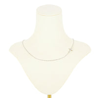 18K White Gold Cubic Zirconia  Horizontal Cross Pendant Necklace