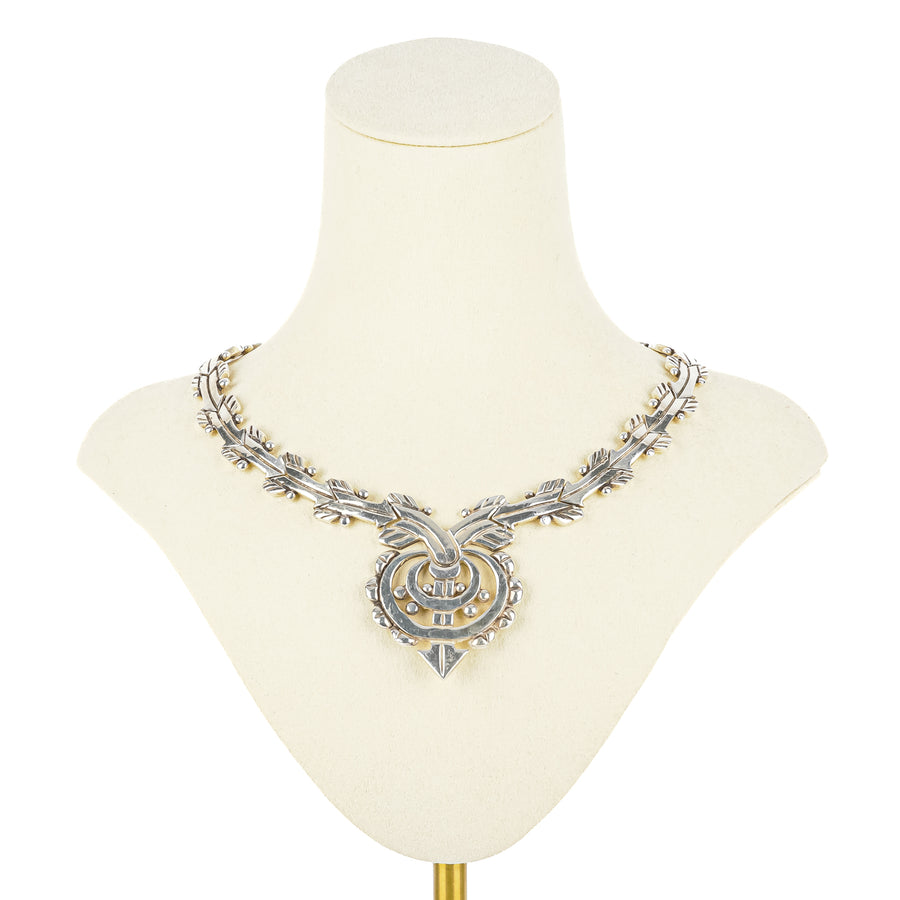 LOS BALLESTEROS Sterling Arrow Link Collar Necklace