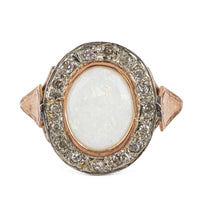 9K Yellow Gold Opal & Diamond Ring