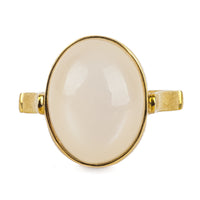 9K Oval Cabochon Moonstone Ring