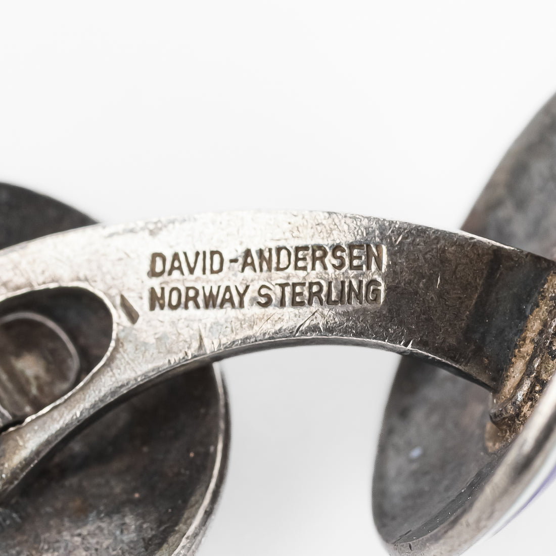 DAVID ANDERSEN Sterling Blue Guilloche Enamel Cufflinks