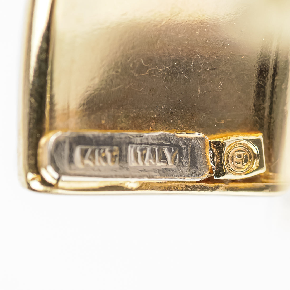 14K Yellow Gold Repousse Half Hoop Earrings