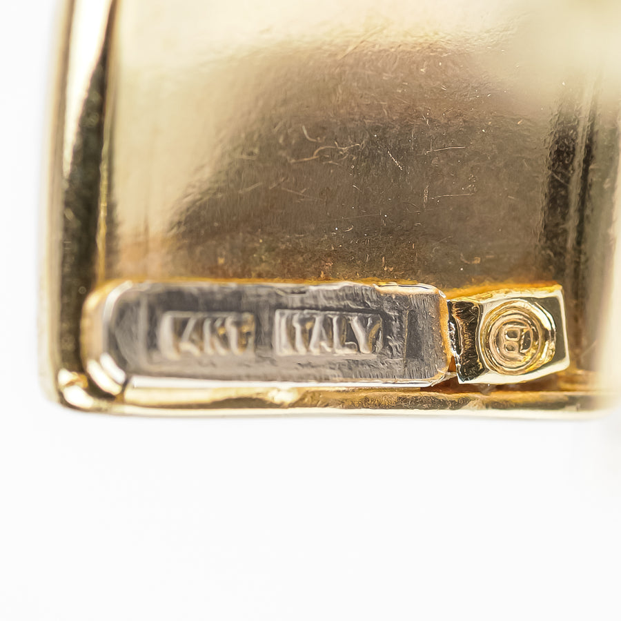 14K Yellow Gold Repousse Half Hoop Earrings
