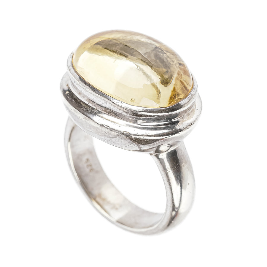Sterling Citrine Cabochon Ring