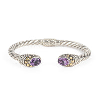 SAMUEL B Sterling & 18K Amethyst Hinged Cuff Bracelet