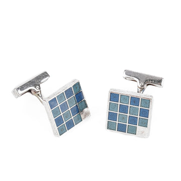 LOUIS VUITTON Sterling Blue Enamel Cufflinks