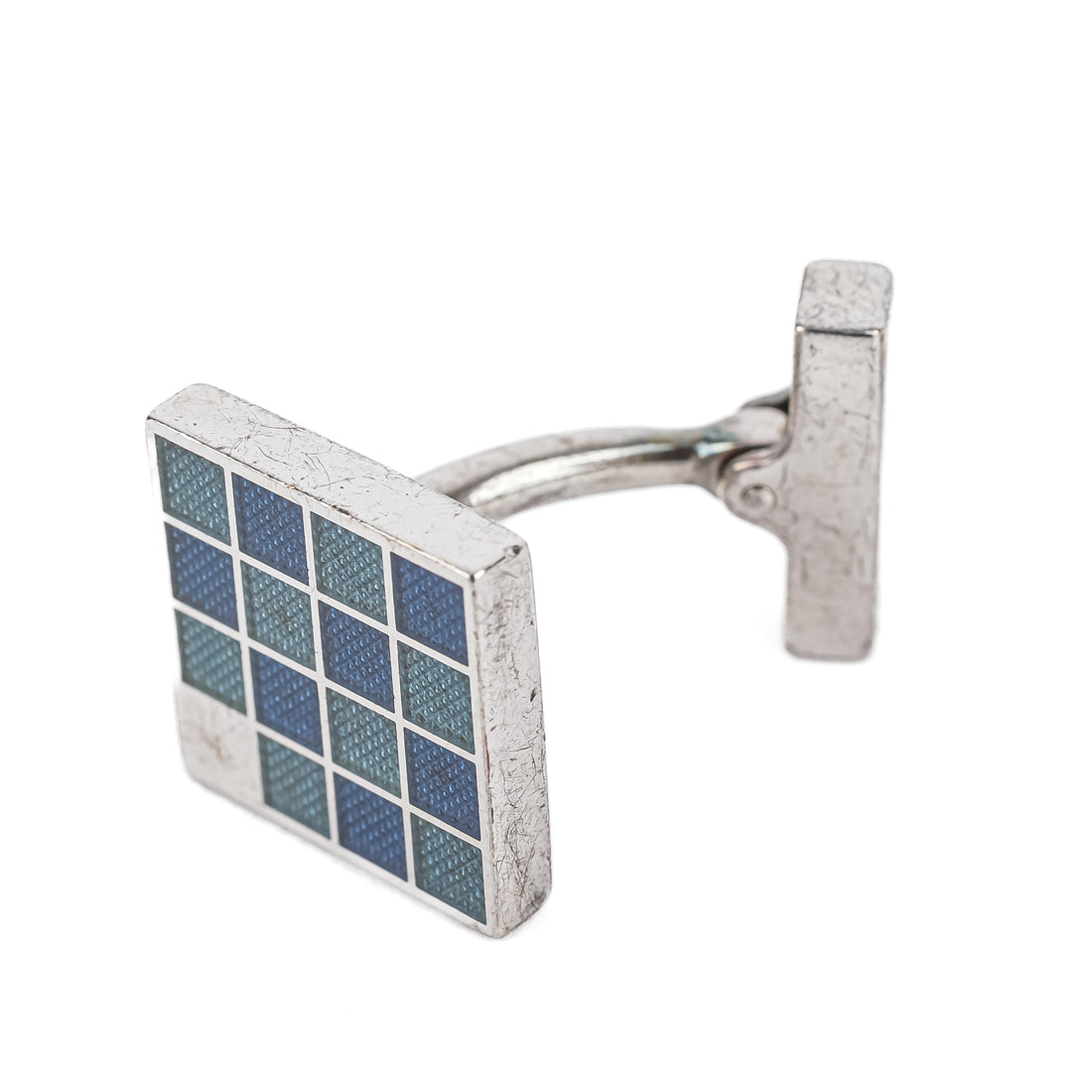LOUIS VUITTON Sterling Blue Enamel Cufflinks
