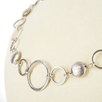 Sterling Satin Finish Bead Circle Link Necklace