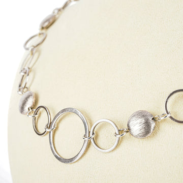 Sterling Satin Finish Bead Circle Link Necklace