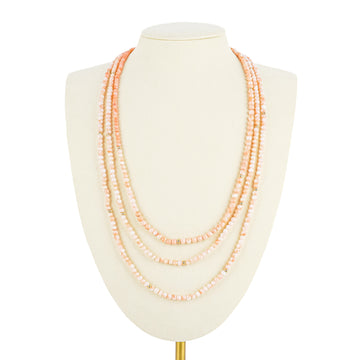 Pink Coral & Gold Bead Bead Infinity Necklace