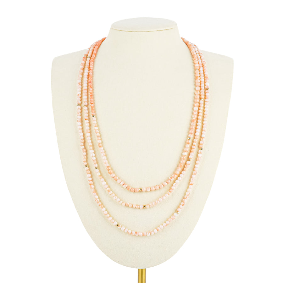 Pink Coral & Gold Bead Bead Infinity Necklace