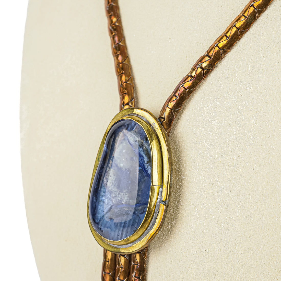 RAFAEL Brass Blue Cabochon Bolo Tie