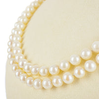 14K Yellow Gold Diamond Clasp Pearl 2 Strand Necklace