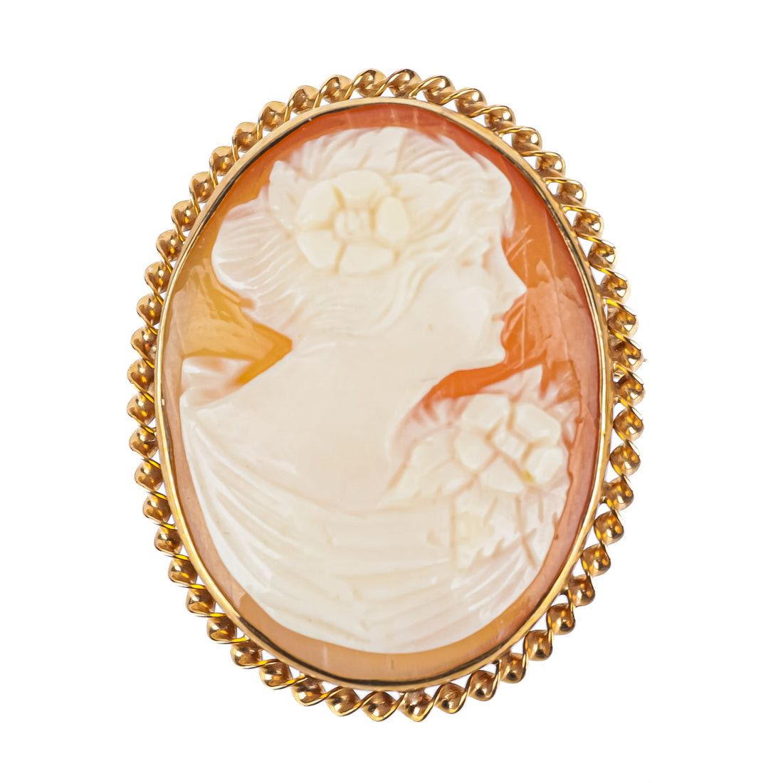 10K Yellow Gold Cameo Pin Pendant