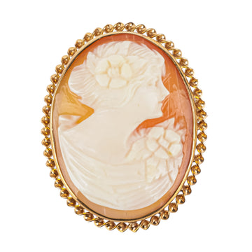 10K Yellow Gold Cameo Pin Pendant