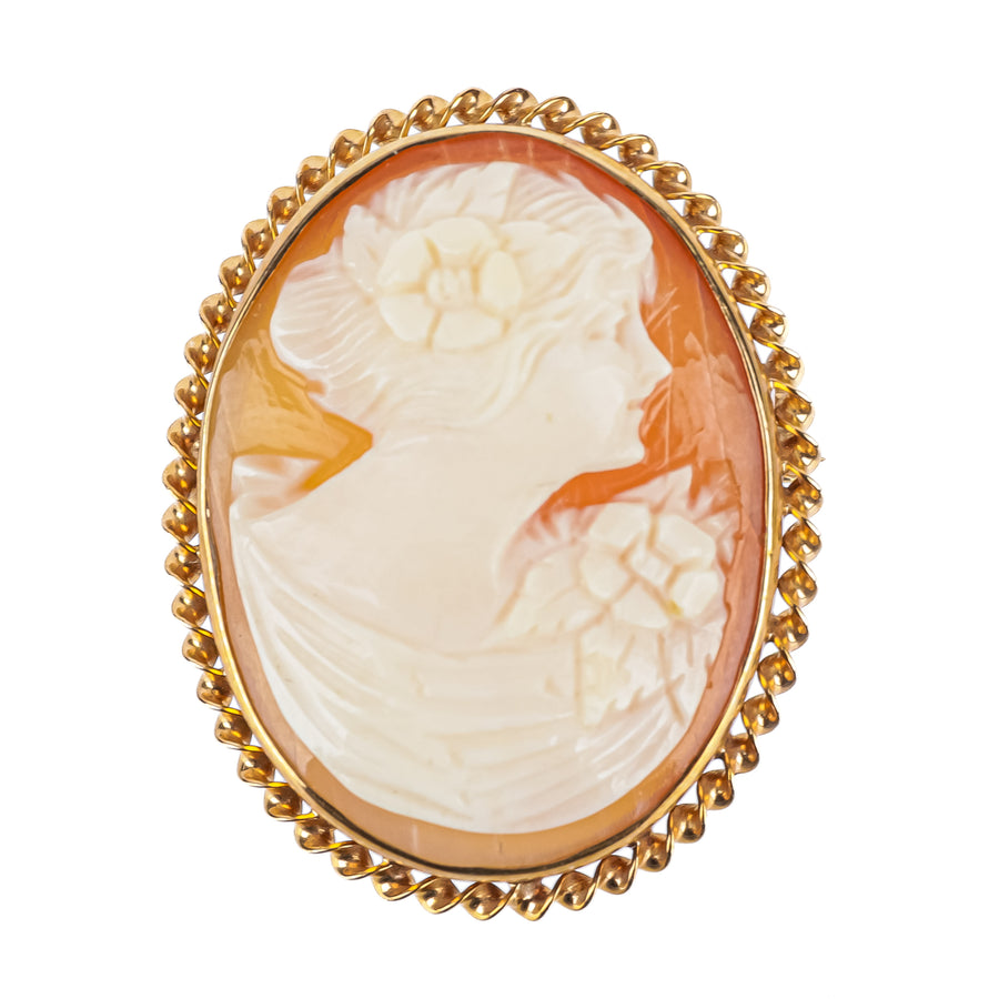 10K Yellow Gold Cameo Pin Pendant