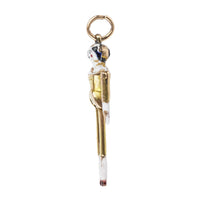 GOURDEL VALES CO 9K Yellow Gold Enamel Articulating Peg Doll Pendant