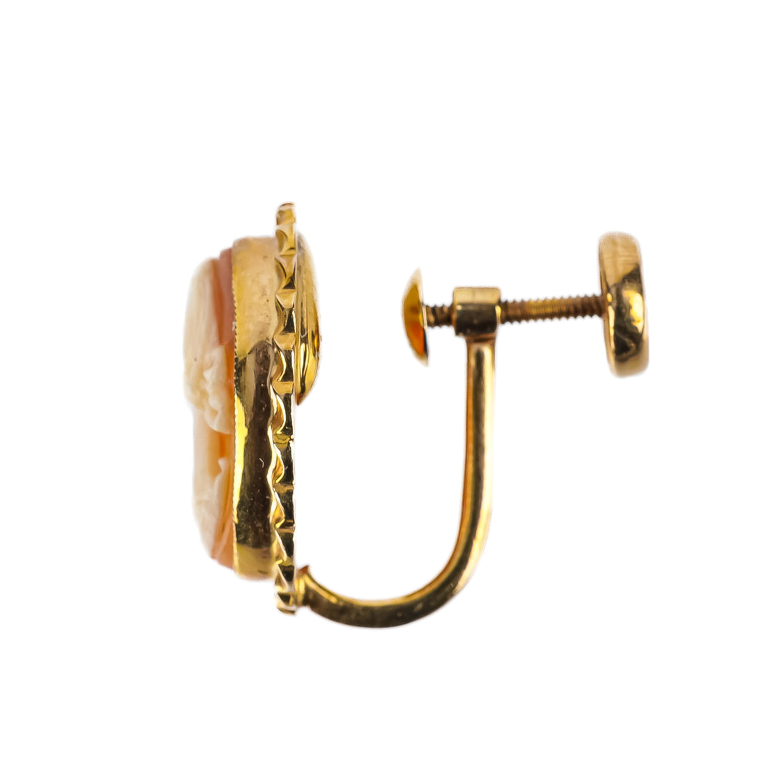 10K Yellow Gold Cameo Earrings - Screwback