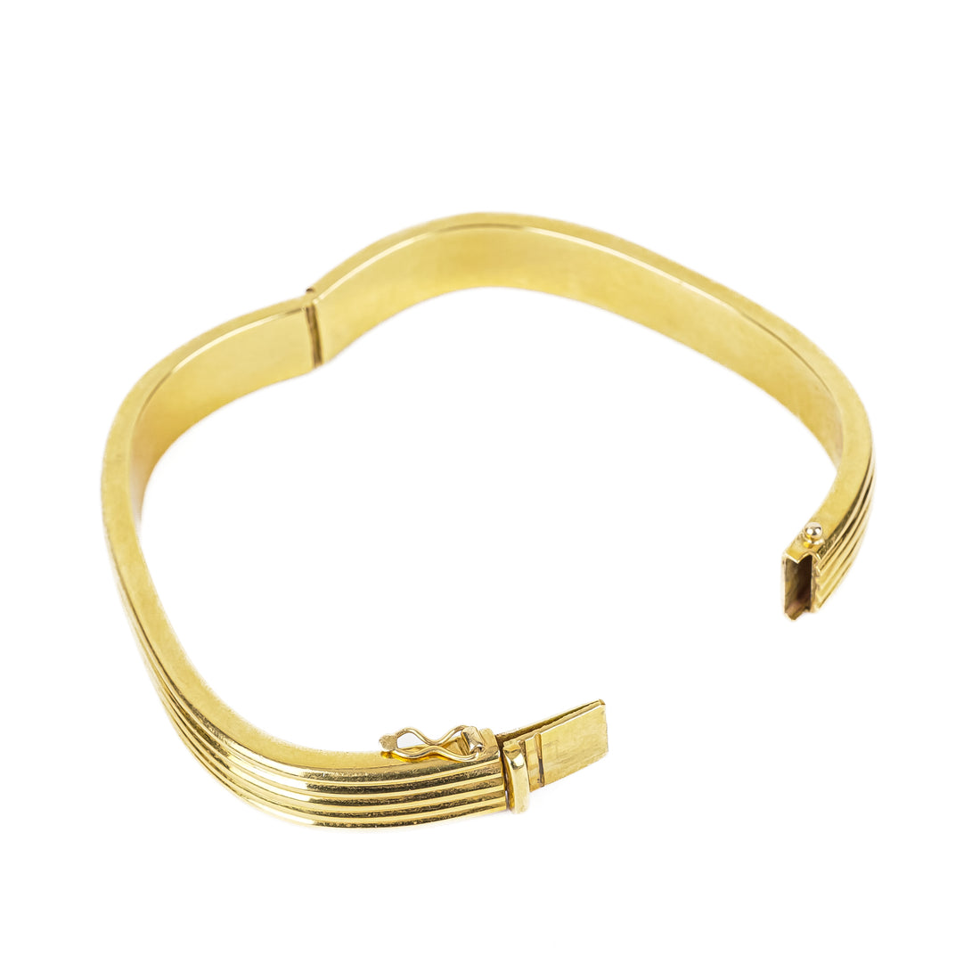 18K Yellow Gold Banded Hinged Bangle