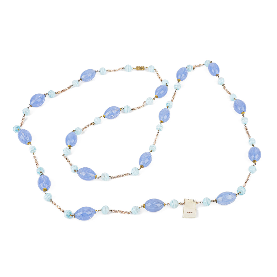 Vintage Murano Bead Necklace - Cornflower Blue & Light Blue