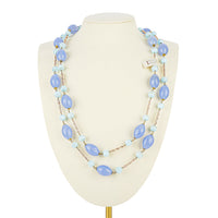 Vintage Murano Bead Necklace - Cornflower Blue & Light Blue