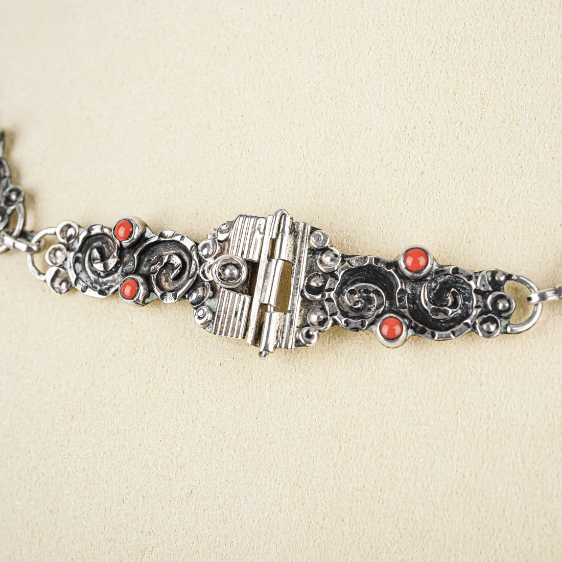 ESCORCIA 950 Silver Amethyst Turquoise Coral Bracelet & Necklace Set