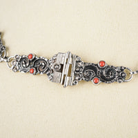 ESCORCIA 950 Silver Amethyst Turquoise Coral Bracelet & Necklace Set