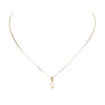 14K Yellow Gold Pink Akoya Diamond Pendant Necklace