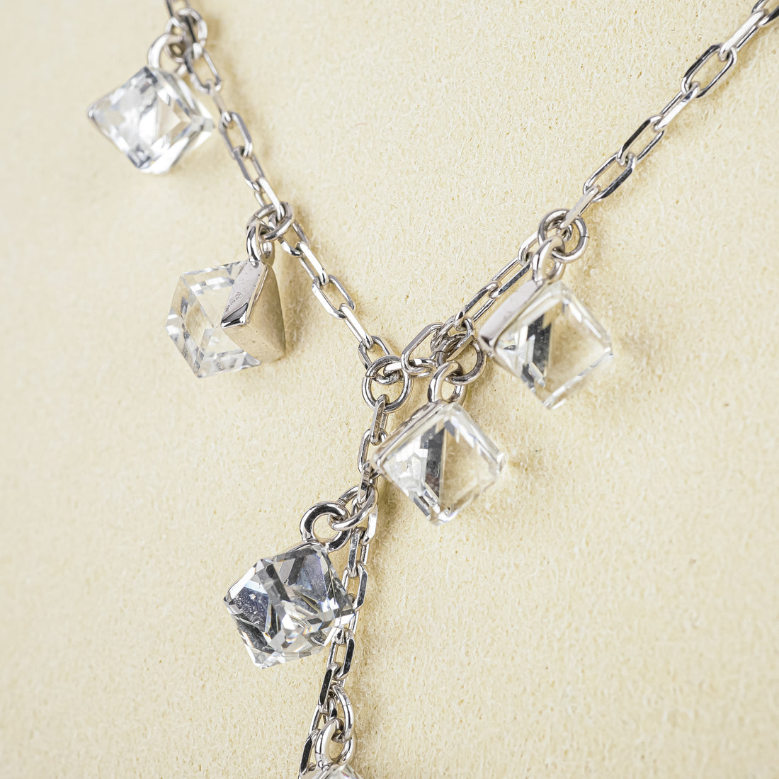 SWAROVSKi Silver Tone Crystal Dangle Lariat Necklace