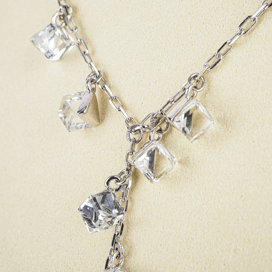 SWAROVSKi Silver Tone Crystal Dangle Lariat Necklace