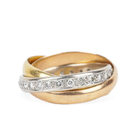18K Yellow Gold White Gold And Rose Gold Diamond Trinity Rolling Ring