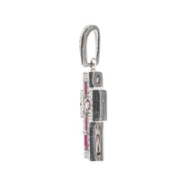 14K White Gold Ruby Diamond Cross Pendant