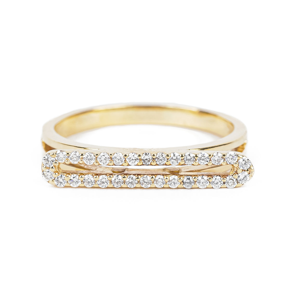 14K Yellow Gold Elongated Diamond Oval Ring