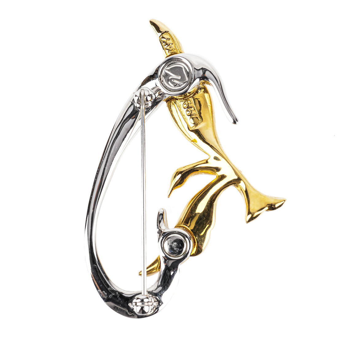SWAROVSKI Gold Tone Pave Bird in Fight Brooch