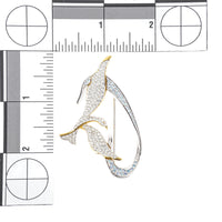 SWAROVSKI Gold Tone Pave Bird in Fight Brooch