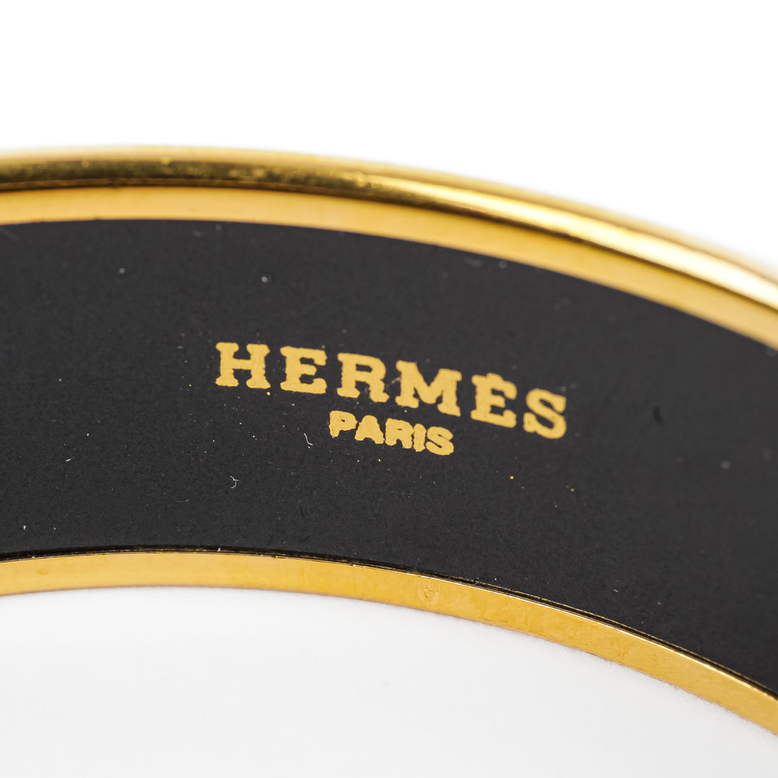 HERMES Gold Tone Enamel Bird Bangle 18mm