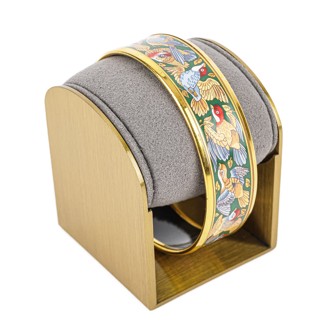 HERMES Gold Tone Enamel Bird Bangle 18mm