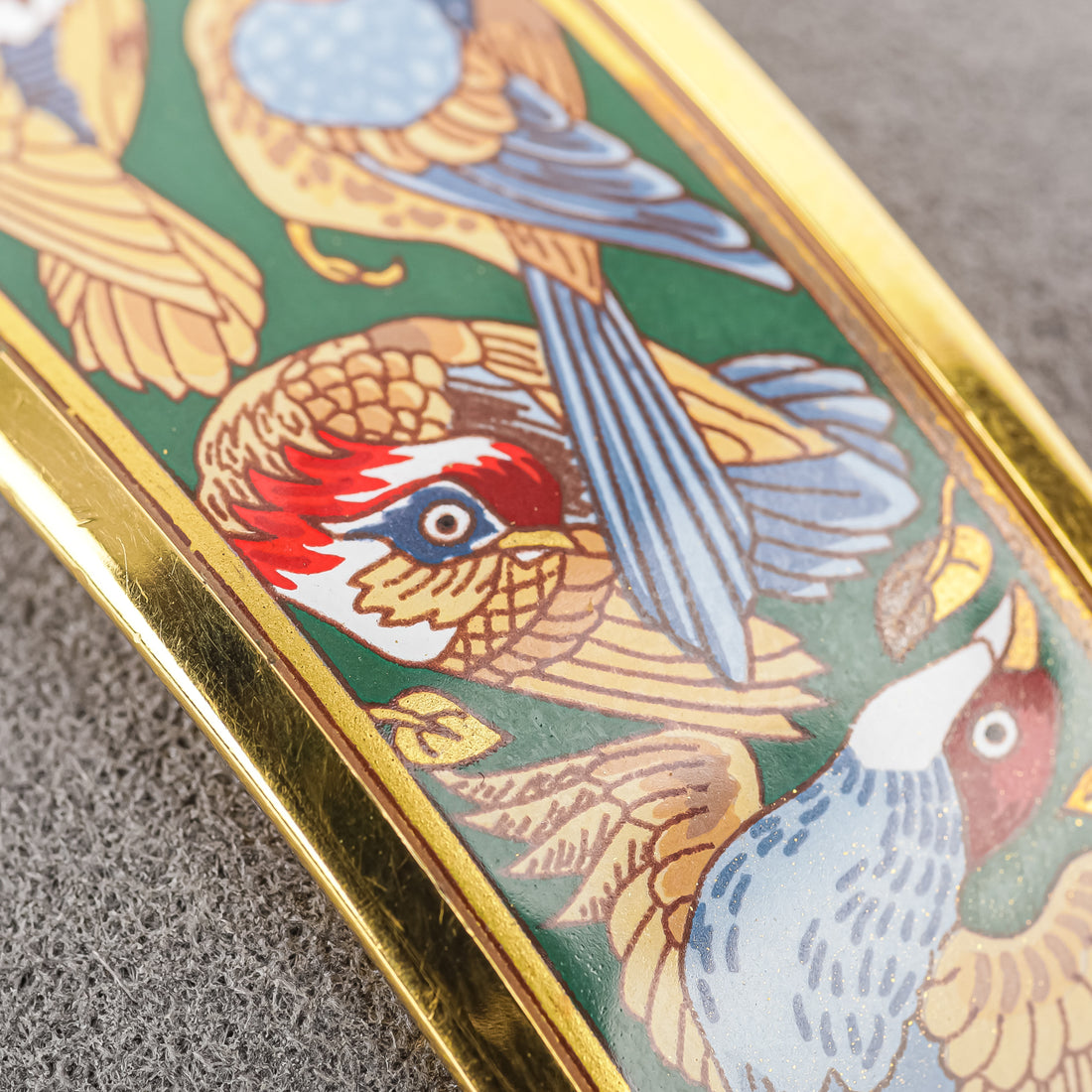 HERMES Gold Tone Enamel Bird Bangle 18mm