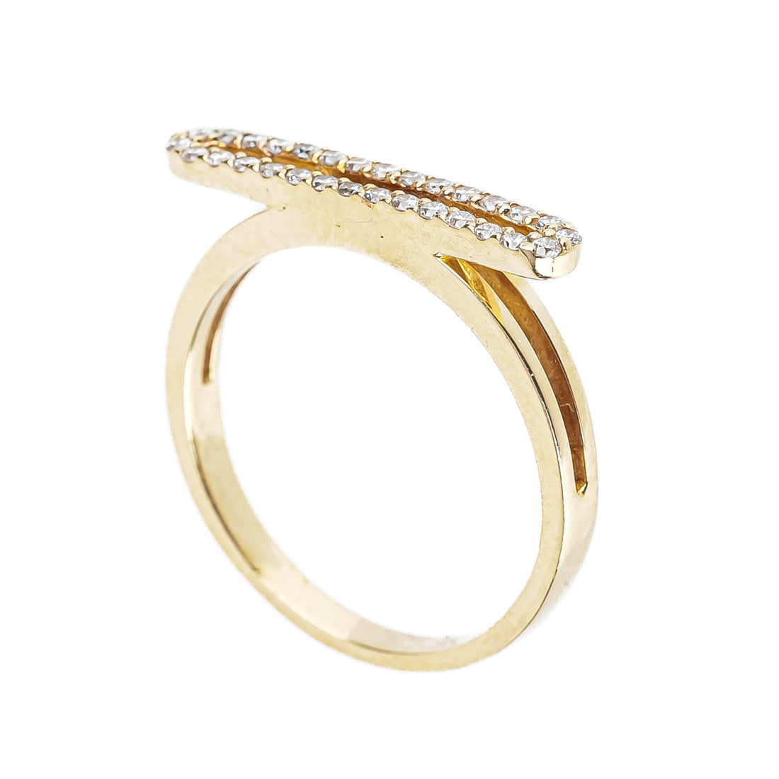 14K Yellow Gold Elongated Diamond Oval Ring