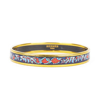 HERMES Gold Tone Fish Bangle 10mm