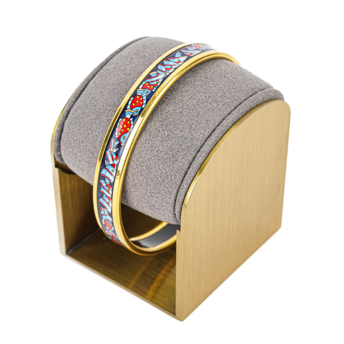 HERMES Gold Tone Fish Bangle 10mm