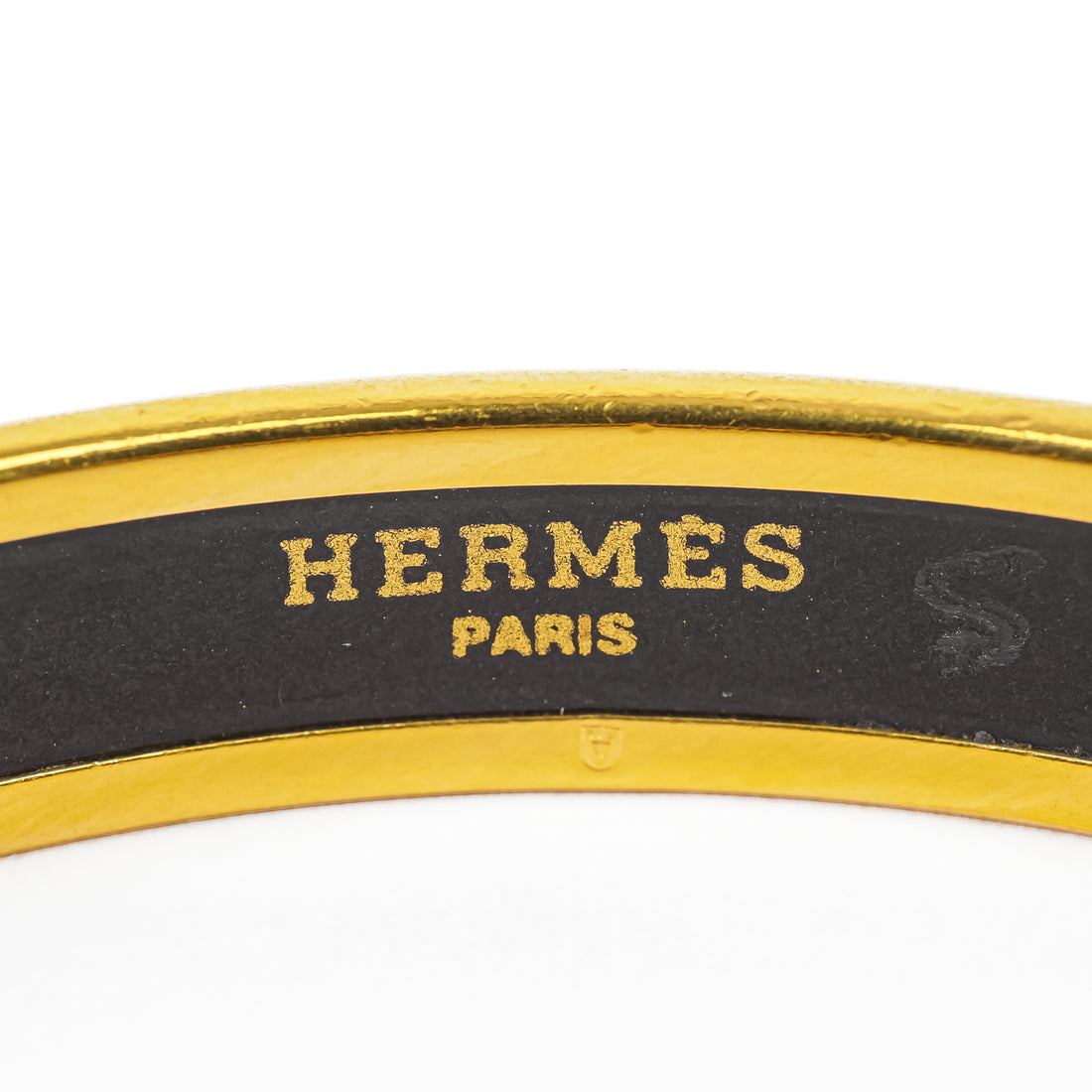 HERMES Gold Tone Fish Bangle 10mm