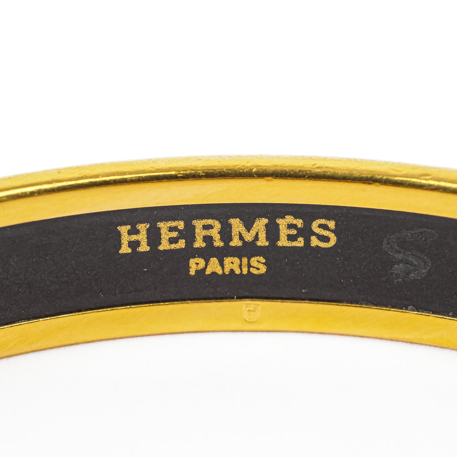 HERMES Gold Tone Fish Bangle 10mm